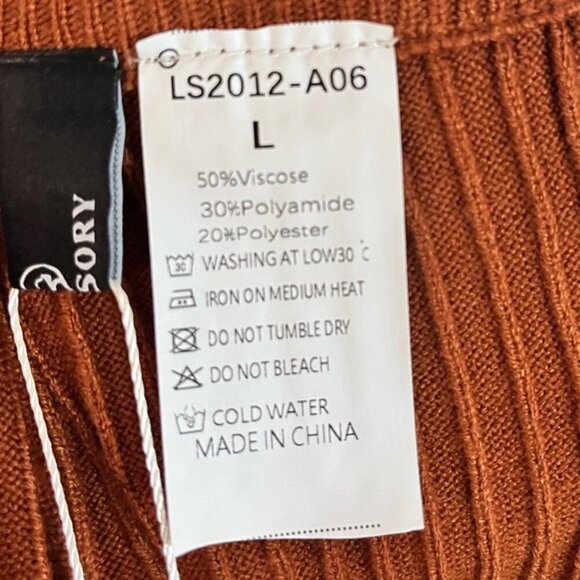 Lillusory Women’s Ribbed Knit Wide Leg Pants - Brown - Size L - Picture 7 of 11